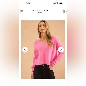 John + Jenn Pink Sweater Dalton Vneck Sweater in Wild NWT